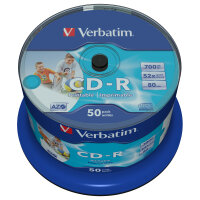 1x50 Verbatim CD-R 80 / 700MB 52x Speed wide printable...