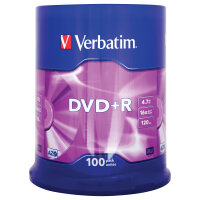 1x100 Verbatim DVD+R 4,7GB 16x Speed, matt silver