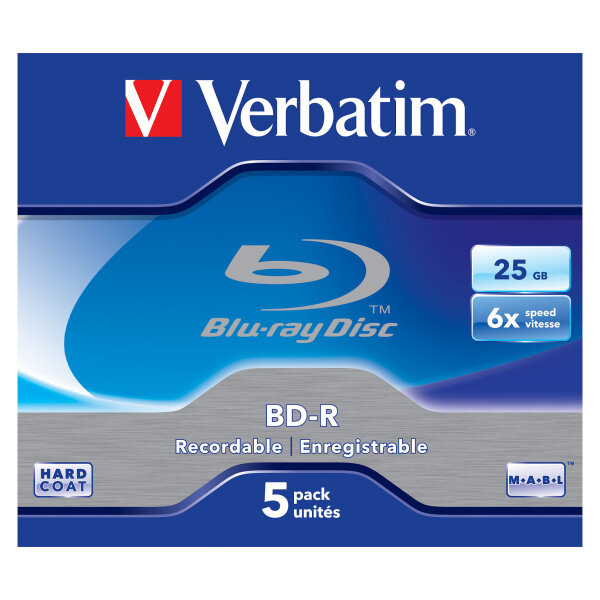 1x5 Verbatim BD-R Blu-Ray 25GB 6x Speed Jewel Case