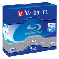 1x5 Verbatim BD-R Blu-Ray 25GB 6x Speed Jewel Case