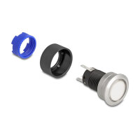 Drucktaster zum Einbau 22 mm 5 x Lötanschluss Taster flach Kunststoff LED weiß