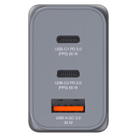 Verbatim GaN-Ladegert 65W, 1x USB-A , 2x USB-C (grau, PD...