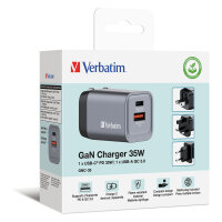 Verbatim GaN-Ladegert 35W, 1x USB-A , 1x USB-C (grau, PD...