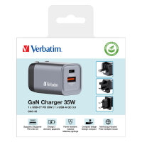 Verbatim GaN-Ladegert 35W, 1x USB-A , 1x USB-C (grau, PD 3.0, QC 3.0)