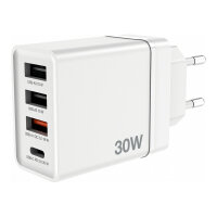 Verbatim Ladegert 30W, 1x USB-C , 3x USB-A (wei, PD 3.0,...