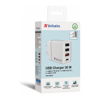 Verbatim Ladegert 30W, 1x USB-C , 3x USB-A (wei, PD 3.0, QC 3.0)