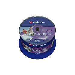1x50 Verbatim DVD+R Double Layer 8x Speed, 8,5GB wide printable