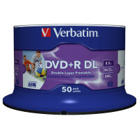 1x50 Verbatim DVD+R Double Layer 8x Speed, 8,5GB wide printable