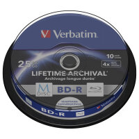 1x10 Verbatim M-Disc BD-R BluRay 25GB 4x Speed Cakebox...