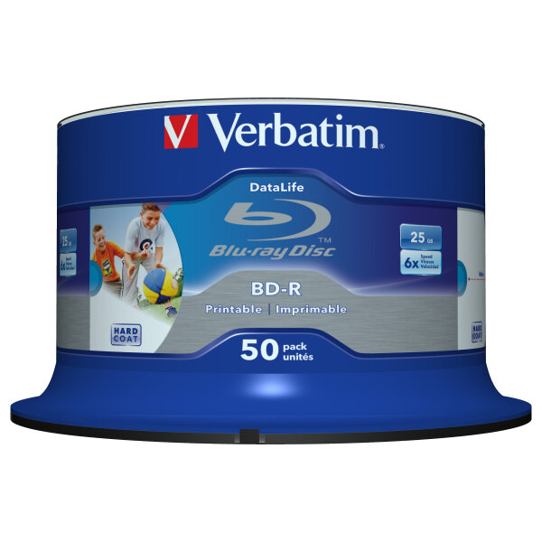 1x50 Verbatim BD-R Blu-Ray 25GB 6x Speed DL Wide Printable CB