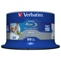 1x50 Verbatim BD-R Blu-Ray 25GB 6x Speed DL Wide Printable CB
