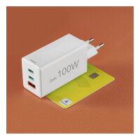 HAMA Schnellladegert GaN, 2x USB-C PD, 1x USB-A QC 65W Wei