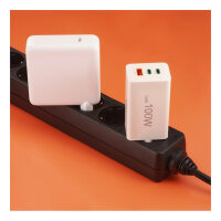 HAMA Schnellladegert GaN, 2x USB-C PD, 1x USB-A QC 65W Wei