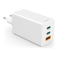 HAMA Schnellladegert GaN, 2x USB-C PD, 1x USB-A QC 65W Wei