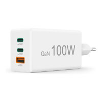 HAMA Schnellladegert GaN, 2x USB-C PD, 1x USB-A QC 65W Wei