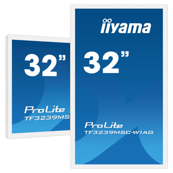 80,0cm/31.5" (1920x1080) iiyama ProLite TF3239MSC-W1AG 16:9 FHD AMVA3 8ms 60Hz HDMI DisplayPort VGA VESA Speaker Touch White