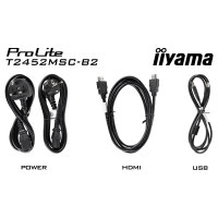 60,5cm/24" (1920x1080) iiyama ProLite T2452MSC-B2 16:9 FHD IPS 5ms 120Hz HDMI DisplayPort USB VESA Speaker Touch Black