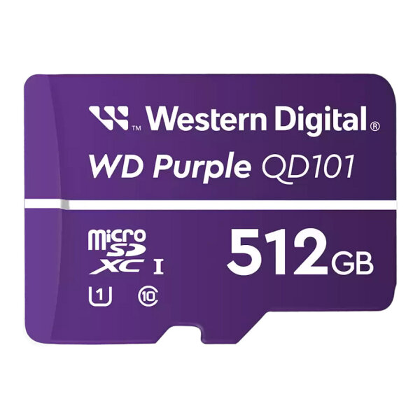 CARD WD Purple 512GB Surveillance microSD XC Class - 10 UHS 1