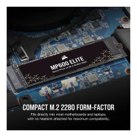 M.2 2TB CORSAIR MP600 ELITE verschlsselt 2280 - PCIe 4,0 x4 (NVMe) - 256-Bit-AES (CSSD-F2000GBMP600ENH)