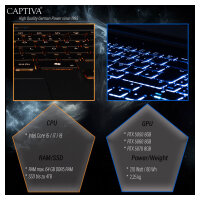Captiva Notebook Highend Gaming I95-048GE i7-14650HX/16GB/500SSD/RTX5070/W11 Home