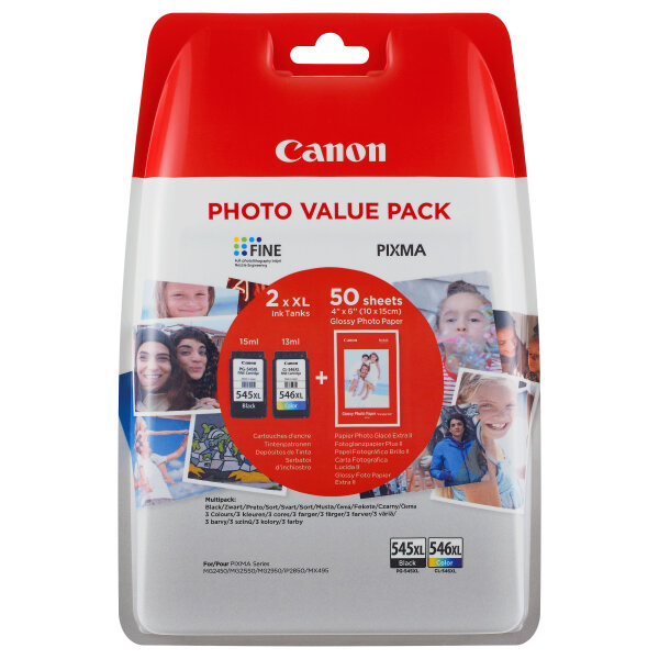 Canon Tinte PG-545XL/CL-546XL 8286B006 2er Pack (BK/Color) bis zu 300 Seiten gemäß ISO/IEC 24711