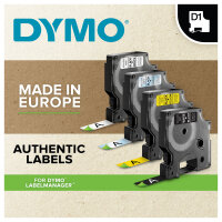Dymo LabelWriter - D1 Etiketten Selbstklebend - 19 mm x 7 m - Schwarz auf Gelb - (S0720880)