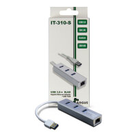 USB3.0 HUB 3Port Inter-Tech Argus IT-310-S 1x RJ45 Gigabit Lan passiv Silver