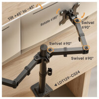 Equip Tischhalterung 17"-32"/2TFT 360° Gelenkig 10Kg schwarz