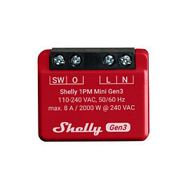 Shelly Relais "1PM Mini Gen. 3" WLAN BT Messfunktion max 8A 1 Kanal Unterputz