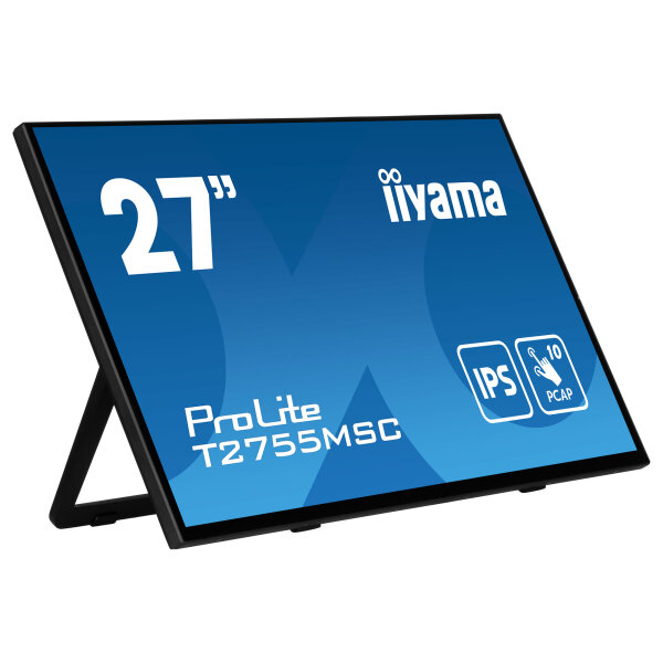 68,6cm/27" (1920x1080) iiyama ProLite T2755MSC-B1 16:9 FHD IPS Touch 5ms 60Hz HDMI DP USB Speaker Black
