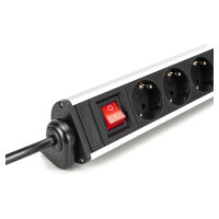 Digitus 6-Fach Steckdosenleiste mit 2xUSB-A  1xUSB-C und Schalter Schwarz/Silver