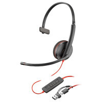 HP Poly Blackwire 3225 Stereo USB-C Headset +3.5mm Plug +USB-C/A Adapter (Bulk) (209747-201/209751-201)