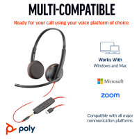 HP Poly Blackwire 3225 Stereo USB-C Headset +3.5mm Plug...
