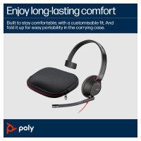 HP Poly Blackwire 5210 Monaural USB-C Headset +3.5mm Plug +USB-C/A Adapter (207577-201)