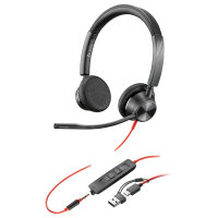 HP Poly Blackwire 3325 Stereo Microsoft Teams Certified USB-C Headset +3.5mm Plug +USB-C/A Adapter (214016-01)