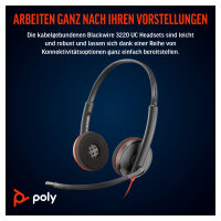 HP Poly Blackwire 3220 Stereo USB-C Headset +USB-C/A Adapter (Bulk) (209749-201/209745-201)
