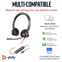 HP Poly Blackwire 3320 Stereo USB-C Headset +USB-C/A...