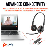 HP Poly Blackwire 3220 Stereo USB-C Black Headset...