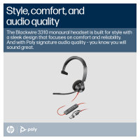 HP Poly Blackwire 3310 Monaural Microsoft Teams Certified USB-C Headset +USB-C/A Adapter (212703-01)
