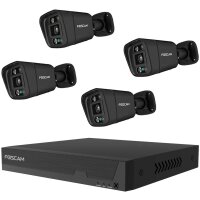 FOSCAM FN9108E-B4-2T Überwachungskameraset 4 Kameras mit Recorder Schwarz