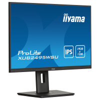 61,1cm/24" (1920x1200) Iiyama Prolite XUB2495WSU-B7 16:10 FHD IPS 4ms 75Hz HDMI DP USB Speaker Pivot Black