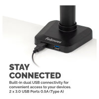 Fellowes Platinum Monitorarm zweifach vertikal inkl. 2x USB-A Port Schwarz
