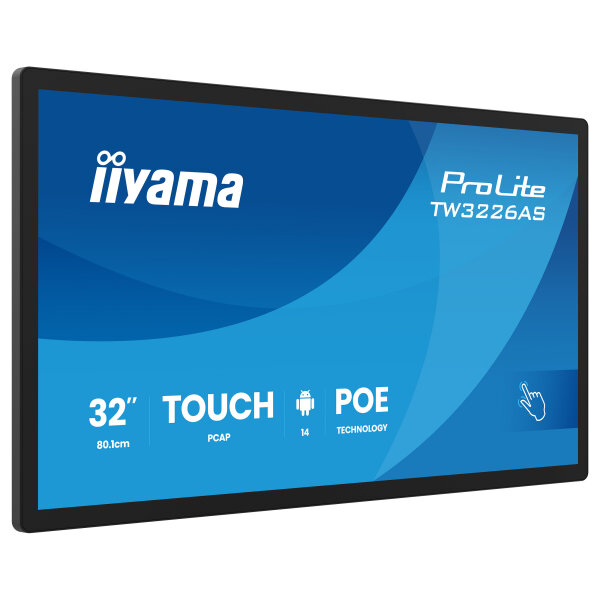 80,1cm/31,5" (1920x1080) iiyama ProLite TW3226AS-B3P 16:9 VA 8ms 60Hz HDMI USB LAN PoE VESA Speaker Black