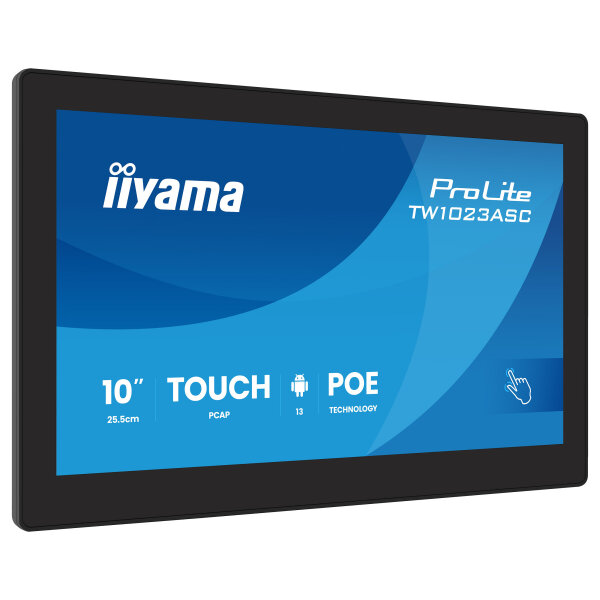 25,5cm/10,1" (1280x800) iiyama ProLite TW1023ASC-B3P 16:10 IPS 25ms 60Hz HDMI USB LAN PoE Webcam Mic Speaker Black