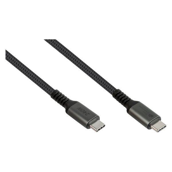 GoodConnections USB-C 2.0 (ST-ST) 0,5m Anschlusskabel Textilmantel 240W Anthrazit