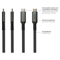 GoodConnections USB-C 2.0 (ST-ST) 0,5m Anschlusskabel Textilmantel 240W Anthrazit