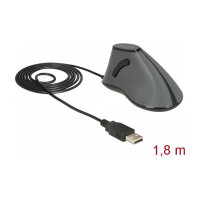 DELOCK ergonom. Maus vertikal optisch 5-Tasten + 1.8m Kabel