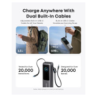 ANKER PowerBank 25.000mAh 165W 3x 100W USB-C 1x USB-A mit Smart Display zwei integrierte Ladekabel schwarz