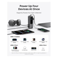 ANKER PowerBank 25.000mAh 165W 3x 100W USB-C 1x USB-A mit Smart Display zwei integrierte Ladekabel schwarz