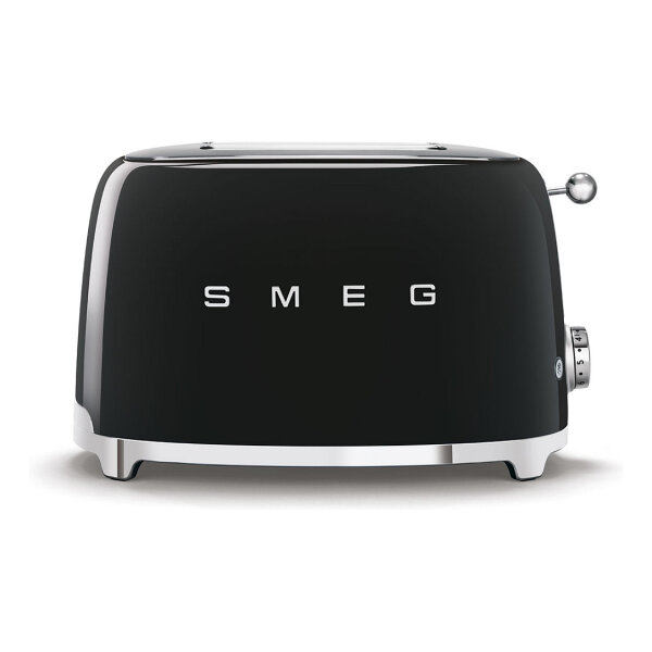 SMEG Toaster 2-Schlitz kompakt 50s Style TSF01BLEU, Schwarz, Hochglanz